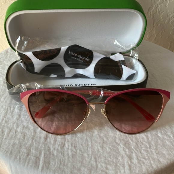 Kate Spade: Pink/Gold Tone Wire IANNA Cat Eye Sunglasses - Picture 16 of 16